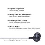 PANASONIC ErgoFit Earbud Headphones with Microphone and Call Controller Compatible with iPhone, Android and BlackBerry - RP-TCM125-KA - in-Ear (Matte Black)