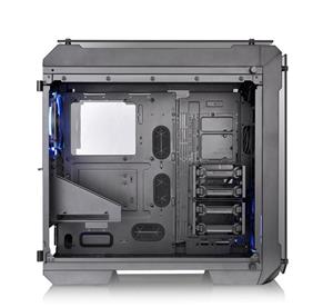 Thermaltake View 71 4-Sided Tempered Glass Vertical GPU Modular SPCC E-ATX Gaming Full Tower Computer Case with 2 Blue LED Riing Fan Pre-installed CA-1I7-00F1WN-00 