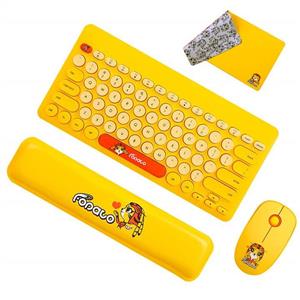 FD Wireless Keyboard and Mouse Combo FOPATO Yellow Cordless Pad Hand Rest Set Compatible for PC Laptop Computer Child Kid Present Girl Girlfriend 