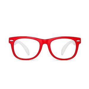 Kids Blue Light Blocking Glasses Children Anti Eyestrain Eyewear for Computer, Phones, TV, Video Gaming Girls Boys Red Frame White Temple