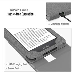 MoKo Case Fits All-New Kindle (10th Generation, 2019) (8th 2016), Premium Vertical Flip Cover with Auto Wake/Sleep Function Denim Gray 