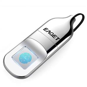 Eaget FU5 Fingerprint Encryption USB Flash Drive Disk Data Security Protection Identification Business Office Metal Silver 64GB 