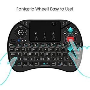 Mini Wireless Keyboard Rii i8X Portable 2.4GHz with Touchpad Mouse LED Backlit Rechargable Li ion Battery Black 