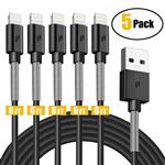 PURIDEA 6Ft iPhone Charger Cable, 5Pack 6 Feet Lightning Certified Fast Charging Cord Compatible for iPhone X 8 7 6S 6 Plus iPad 2 3 4 Mini, iPad Pro Air, iPod (Black)