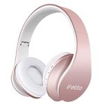 Ifecco Bluetooth Headphones, 4 in 1 Upgrade Bluetooth Foldable Over-Ear Headsets with Micro Support SD/TF Card for Bluetooth-Enabled Devices (Rose Gold)