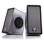 PC Computer USB Powered Speakers w/ 3.5mm AUX Input by GOgroove - SonaVERSE O2 (Black) - 2.0 Channel Dual Passive Bass Woofers, Built-in Volume Dial, Sleek Compact Design Ideal for Desktops & Laptops