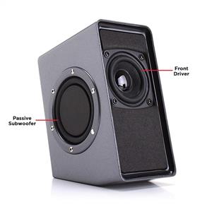 PC Computer USB Powered Speakers w/ 3.5mm AUX Input by GOgroove SonaVERSE O2 (Black) 2.0 Channel Dual Passive Bass Woofers, Built-in Volume Dial, Sleek Compact Design Ideal for Desktops Laptops 