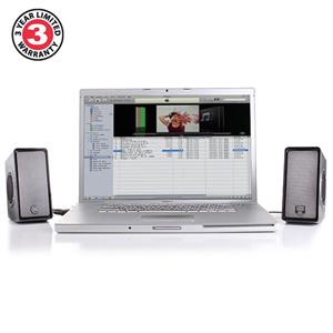 PC Computer USB Powered Speakers w/ 3.5mm AUX Input by GOgroove SonaVERSE O2 (Black) 2.0 Channel Dual Passive Bass Woofers, Built-in Volume Dial, Sleek Compact Design Ideal for Desktops Laptops 