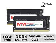 MemoryMasters 16GB Kit (2x8GB) DDR4 2400MHz PC4-19200 Unbuffered Non-ECC 1.2V CL16 1Rx8 Single Rank 260 Pin SODIMM Laptop Notebook Computer Memory RAM Module Upgrade(16GB Kit (2x8GB))