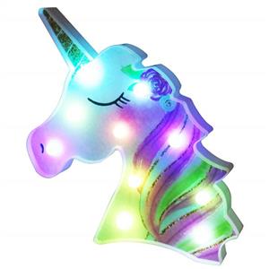 Remote 3D Colorful Flower Unicorn Night Lights – Color Changeable Light Up Marquee Unicorn Signs – LED Rainbow Themed Lamp Home Wall Decor – Toys for Girls Living Room Dorm (RC White - Golden Horn) 