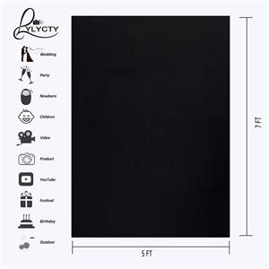 Lyly County Background 5x7ft Non Woven Fabric Solid Color Black Screen Photo Backdrop Studio Photography Props LY062 