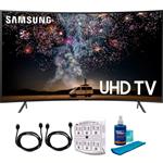 Samsung UN55RU7300 55" RU7300 HDR 4K UHD Smart Curved LED TV (2019 Model) with Cleaning Power Bundle Includes Screen Cleaner + 6-Outlet Surge Adapter + 2X 6ft High Speed HDMI Cable Black