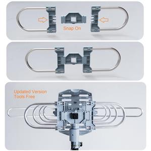 McDuory Amplified Digital Outdoor HDTV Antenna 150 Miles Long Range - 360 Degree Rotation Infrared Control - Tools Free Installation - Support 2 TVs 