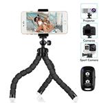 Phone Tripod, SIX-QU 8.3in Adjustable and Flexible Phone Stand Holder with Wireless Remote Shutter and Universal Clip Compatible with iPhone, Android Phone, Camera and Gopro