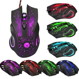 ماوس Perman 5500DPI 6 Buttons 7 Colors LED Optical USB Wired Gaming PRO Mouse Mice for Computer PC Laptop Gamer Black