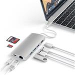 Satechi Aluminum Multi-Port Adapter V2-4K HDMI (30Hz), Gigabit Ethernet, USB-C Pass-Through, SD/Micro Card Readers, USB 3.0 - Compatible with 2016/2017/2018 MacBook Pro/MacBook and More (Silver)