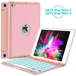 iPad Mini 4 Keyboard (NOT for Mini 5th Generation 2019) - 135 Degree Flip - 7 Color Backlit - Auto Sleep/Wake - Ultra-Thin Keyboard Case for Apple iPad Mini 4 (2015) - Rose Gold