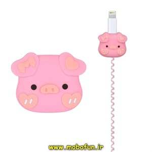 ست 4 تکه محافظ آداپتور کابل فنری و کلگی شارژر سیلیکونی پاک کنی 20 وات آیفون طرح PIGGY کد 48503