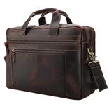 Texbo 17 Inch Genuine Leather Laptop Briefcase Messenger Bag Tote Fit Business Trips