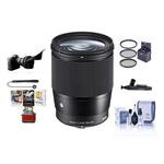 Sigma 16mm f/1.4 DC DN Contemporary Lens for Sony E-Mount Cameras, Black - Bundle with 67mm Filter Kit, Flex Lens Shade, Cleaning Kit, Capleash II, Lenspen Lens Cleaner, PC Software Package