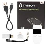 Trezor (White) Bitcoin Hardware Wallet Bundle with Micro-USB Adapter and USB-C Adapter for MacBook (3 Items)