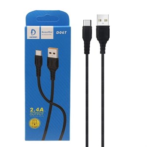 کابل شارژ فست DENMEN Type C مدل D06T مشکی کد 30121