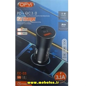 شارژر فندکی فست شارژر فندکی OFYI مدل CC-03 مشکی کد 30216