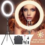 18 Inches Adjustable 2700-5500K Color Temperature Ring Light, SAMTIAN Dimmable SMD LED Ring Light Photography Video Lighting Kit with 78" Light Stand, Phone Holder for YouTube, Portrait, Vlog, Makeup