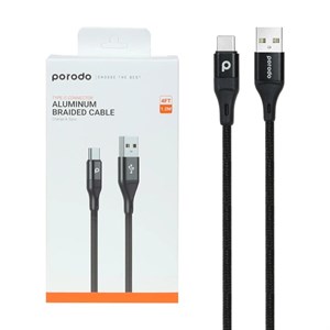 کابل شارژ فست 1.2 متری Porodo Type-C مدل PD-ACBR12-BK مشکی کد 30114