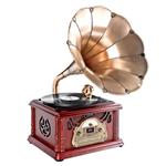 Updated Bluetooth Phonograph Record Player - Portable Version Gramophone w/ Aux-In, CD, FM/AM Radio, Vintage Retro Style, Vinyl-To-MP3 Recording, 45 RPM Adaptor, 3 Speed Turntable 33, 45, 75 RPM - Pyle PTCDCS32BT