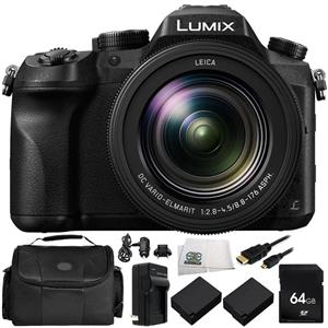دوربین Panasonic Lumix DMC-FZ2500 Digital Camera 8PC Kit - Includes 64GB SD Memory Card, 2 Replacement Batteries, Carrying Case, More - International Version (No Warranty)