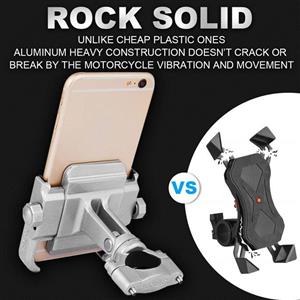 ILM Bike Motorcycle Phone Mount Aluminum Bicycle Cell Holder Accessories Fits iPhone X Xs, 7 Plus, 8 6s Galaxy S7, S6, S5, Holds Phones Up to 3.7" Wide (Silver) 