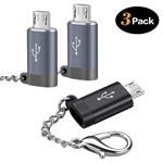 USB C Female to Micro USB Male Adapter (3 Pack),Basesailor Type C to Micro USB Keychain Charger Connector,Works with Smartphones,Tablets,and More Devices with Micro USB Ports,Gray&Black