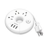 Travel Power Strip - NTONPOWER 3 Outlets 3 USB Portable Desktop Charging Station Short Extension Cord (15 inch) for Office/Home/Hotels/Cruise Ship/Nightstand - White