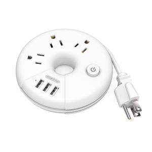 Travel Power Strip NTONPOWER 3 Outlets USB Portable Desktop Charging Station Short Extension Cord 15 inch for Office Home Hotels Cruise Ship Nightstand White 