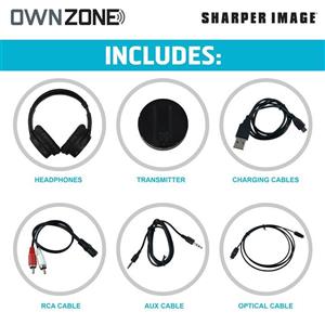 تبدیل RCA به Optical وی نت Sharper Image OWN ZONE Wireless Rechargeable TV Headphones RF Connection 2.4 GHz Transmits Wirelessly up to 100ft No Bluetooth Required AUX Cable Included Silver 