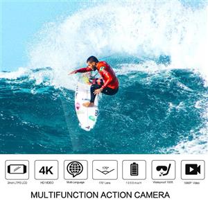 GeeKam S9R Pro 4K/30fps WiFi Action Camera Ultra HD 16MP Waterproof Camcorder 30M Underwater 170°Wide Angle Sports Cam with 32GB TF Card Remote Control Two Batteries and Mounting Kit (Silver) 