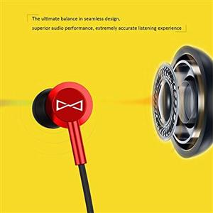 Marsno M2 Wired in Ear Headphones, Earbuds, Full Metal Earphones with Mic and Volume Control, High Definition, Noise Isolating, Deep Bass, Ergonomic Design &Crystal Clear Sound,3.5mm Jack,Red Housing 