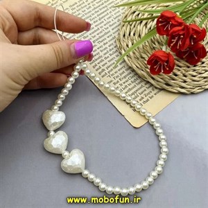 بند آویز دستی موبایل طرح قلب لاکچری مرواریدی لوکس کد 65756