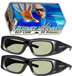 DLP LINK 144 Hz Ultra-Clear HD 2 PACK 3D Active Rechargeable Shutter Glasses for All Projectors BenQ, Optoma, Dell, Mitsubishi, Samsung, Acer, Vivitek, NEC, Sharp, ViewSonic Endless Others! 