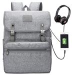 کیف و کاور لپ تاپ Laptop Backpack Men Women Business Travel Computer Backpack School College Bookbag Stylish Water Resistant Vintage Backpack with USB Port Fashion Grey Fits 15.6 Inch Laptop and Notebook