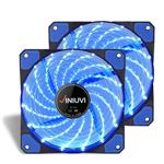 2 Pack Blue 120mm Case Fan Cooling PC and Light Up Computer Case with Cool Look, Long Life Bearing with DC 15 LED Illuminating PC Case. Quiet Durable Fans Enhance Performance of Tower