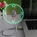 ONXE USB LED Clock Fan with Real Time Display Function,USB Clock Fans,Silver,1 Year Warranty