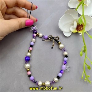 بند آویز دستی موبایل طرح لاکچری پاپیون مرواریدی کد 67909