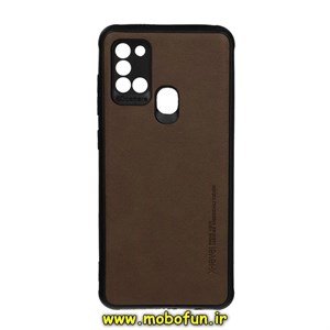 قاب گوشی Galaxy A21S سامسونگ طرح ژله ای چرمی ساده ایکس لول X-LEVEL قهوه ای تیره کد 71281