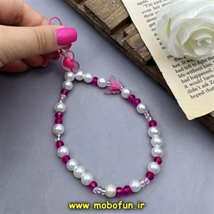 بند آویز دستی موبایل طرح لاکچری پروانه ای مرواریدی کد 67928