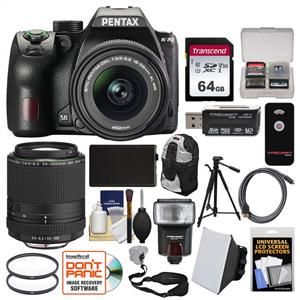 Pentax K 70 All Weather Wi Fi Digital SLR Camera with 18 55mm AL WR 300mm Lens 64GB Card Backpack Flash Battery Tripod Filters Kit 