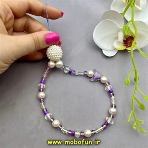 بند آویز دستی موبایل طرح لاکچری پروانه ای مرواریدی کد 67901