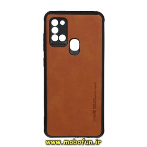 قاب گوشی Galaxy A21S سامسونگ طرح ژله ای چرمی ساده ایکس لول X-LEVEL عسلی کد 71282