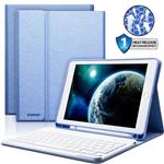 iPad Keyboard Case 9.7 with Pencil Holder for iPad 2018 (6th Gen)/iPad 2017 (5th Gen)/iPad Pro 9.7/iPad Air 2&1-Bluetooth Wireless Detachable Keyboard - iPad Case with Keyboard (Light Blue)